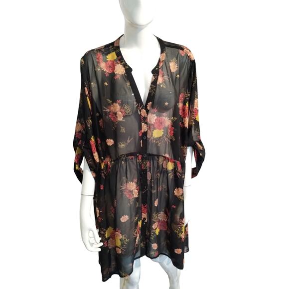 Torrid Women's size 3X Floral Sheer Hi-Low Whimsigoth Witchy Fairy Chiffon Top - Picture 2 of 13